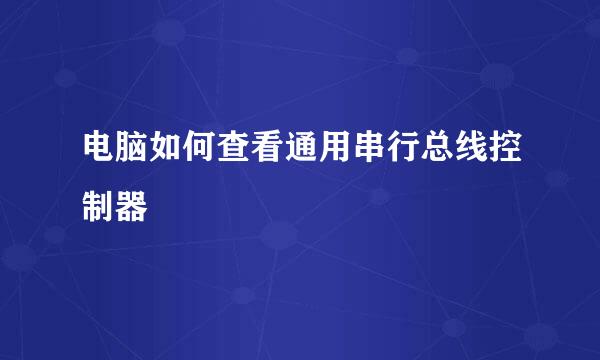 电脑如何查看通用串行总线控制器