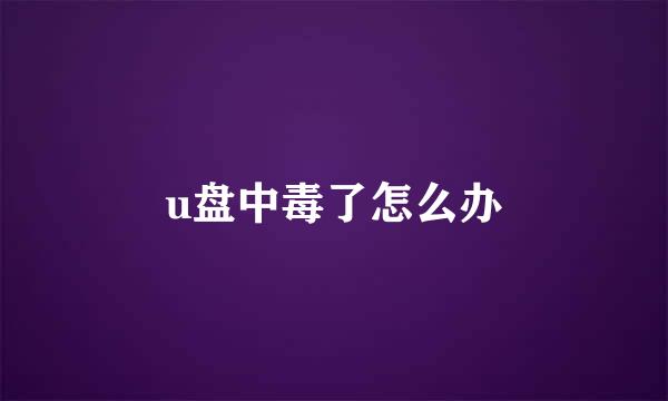 u盘中毒了怎么办