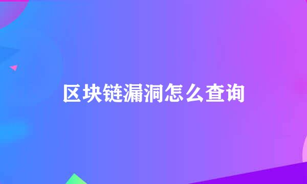 区块链漏洞怎么查询