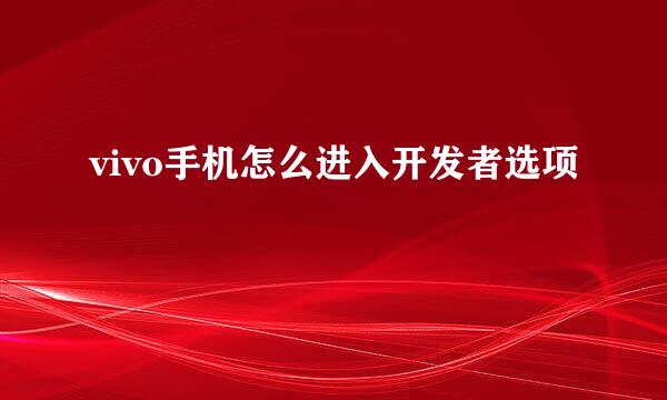 vivo手机怎么进入开发者选项