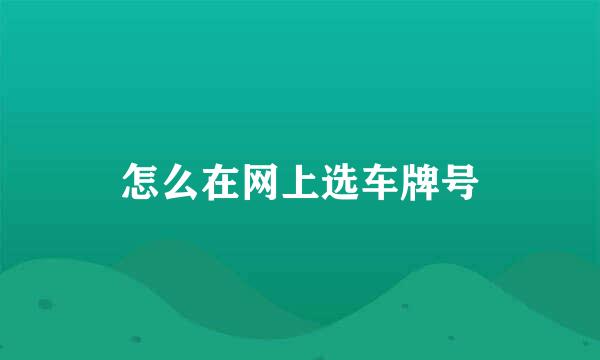 怎么在网上选车牌号