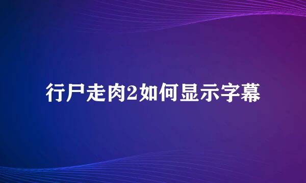 行尸走肉2如何显示字幕