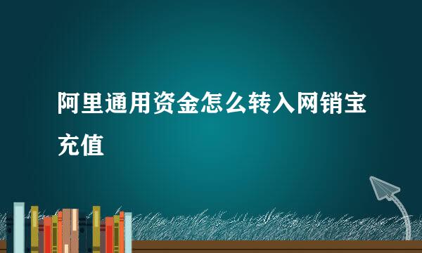 阿里通用资金怎么转入网销宝充值