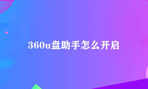 360u盘助手怎么开启