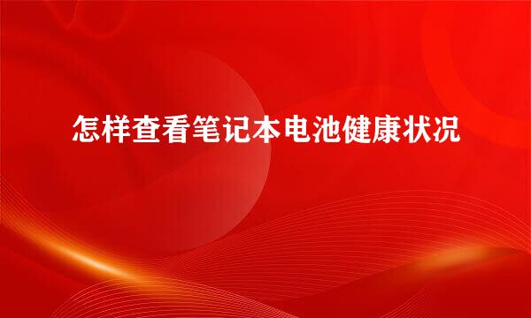 怎样查看笔记本电池健康状况