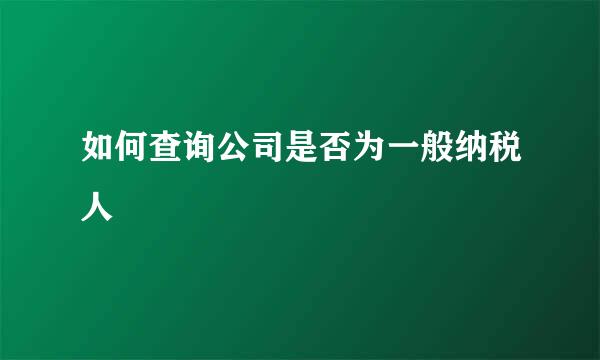 如何查询公司是否为一般纳税人