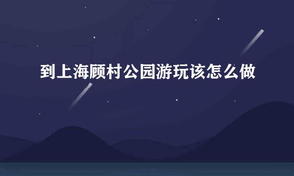 到上海顾村公园游玩该怎么做