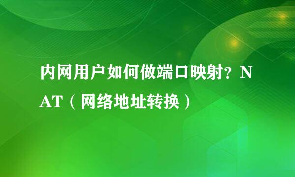 内网用户如何做端口映射？NAT（网络地址转换）