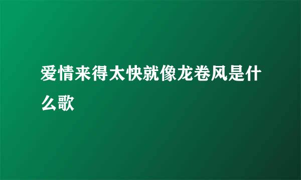 爱情来得太快就像龙卷风是什么歌