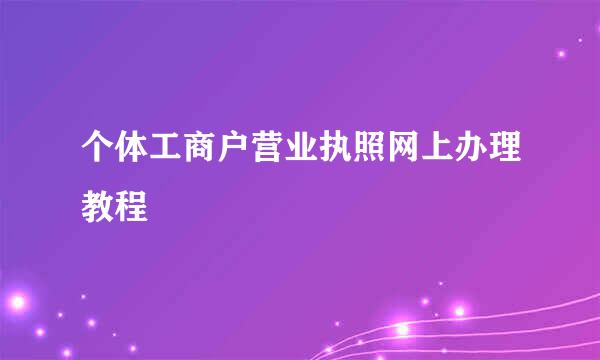 个体工商户营业执照网上办理教程