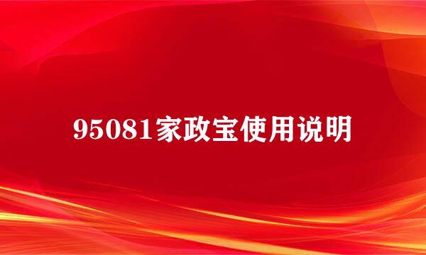 95081家政宝使用说明