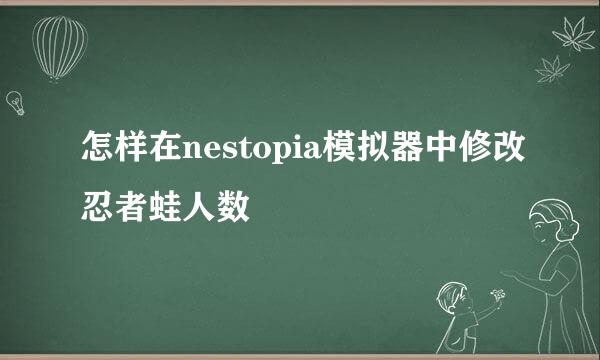 怎样在nestopia模拟器中修改忍者蛙人数