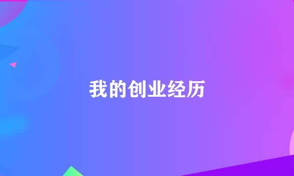 我的创业经历