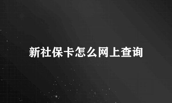 新社保卡怎么网上查询