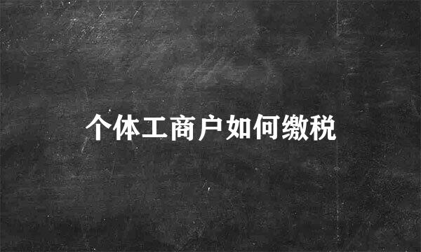 个体工商户如何缴税