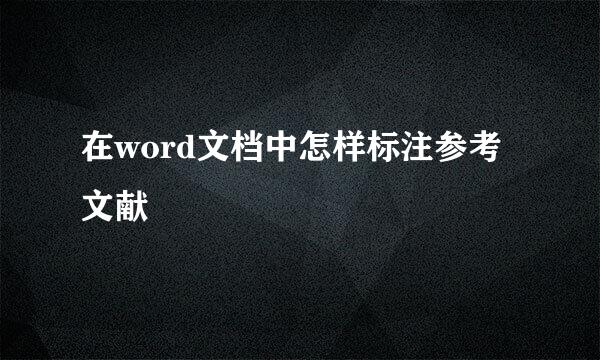 在word文档中怎样标注参考文献