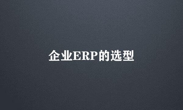 企业ERP的选型