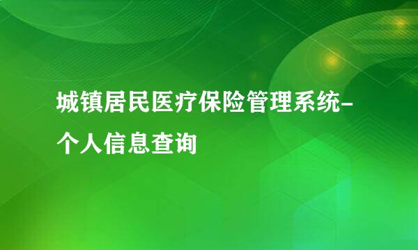 城镇居民医疗保险管理系统-个人信息查询