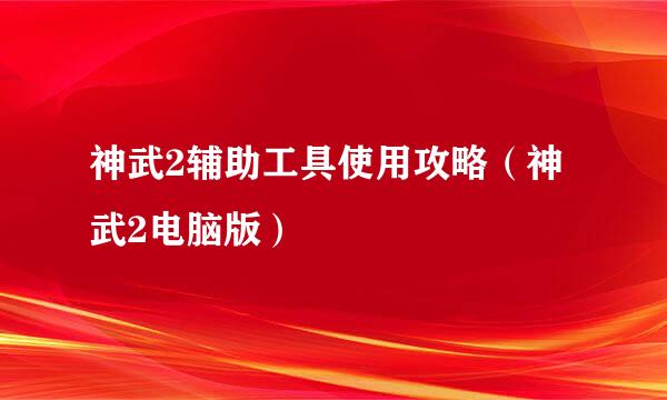 神武2辅助工具使用攻略（神武2电脑版）