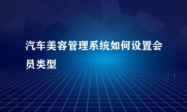 汽车美容管理系统如何设置会员类型