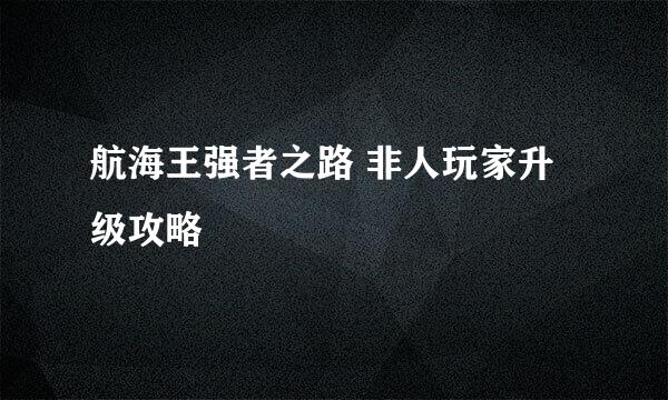 航海王强者之路 非人玩家升级攻略