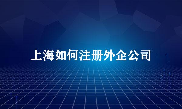 上海如何注册外企公司