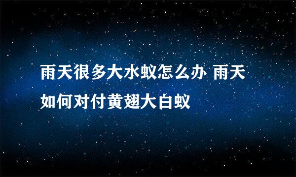 雨天很多大水蚁怎么办 雨天如何对付黄翅大白蚁