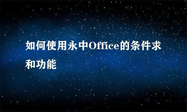 如何使用永中Office的条件求和功能