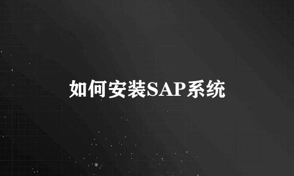 如何安装SAP系统