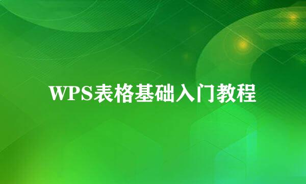 WPS表格基础入门教程