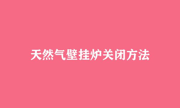 天然气壁挂炉关闭方法