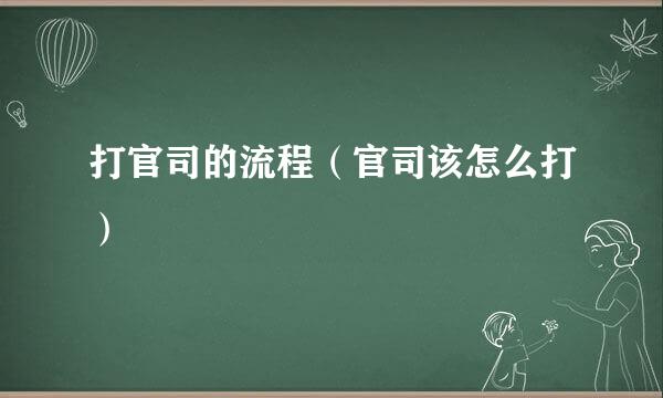 打官司的流程（官司该怎么打）