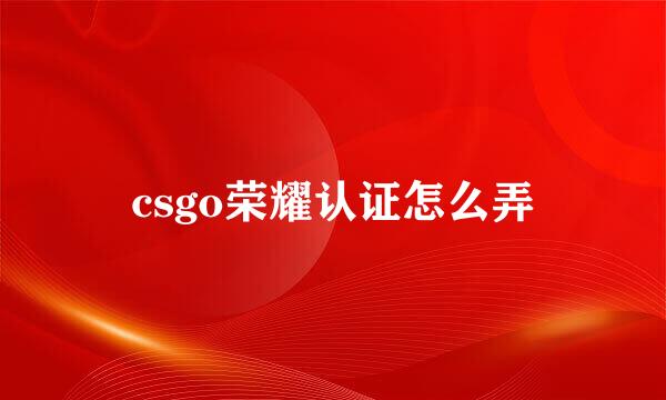 csgo荣耀认证怎么弄