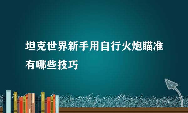 坦克世界新手用自行火炮瞄准有哪些技巧