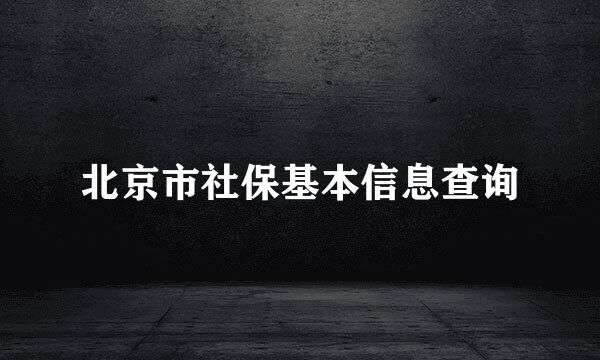 北京市社保基本信息查询