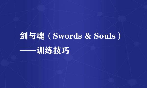 剑与魂（Swords & Souls）——训练技巧