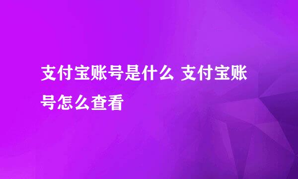 支付宝账号是什么 支付宝账号怎么查看