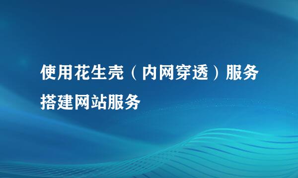 使用花生壳（内网穿透）服务搭建网站服务