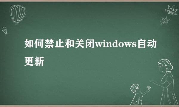 如何禁止和关闭windows自动更新