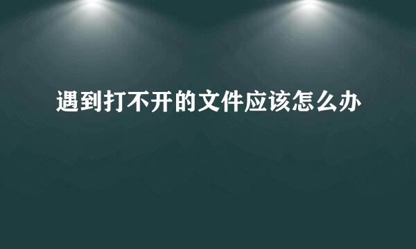 遇到打不开的文件应该怎么办