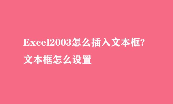 Excel2003怎么插入文本框?文本框怎么设置