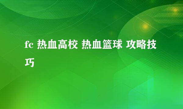 fc 热血高校 热血篮球 攻略技巧