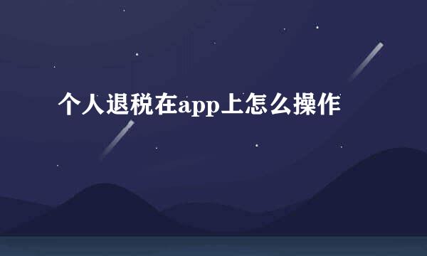 个人退税在app上怎么操作