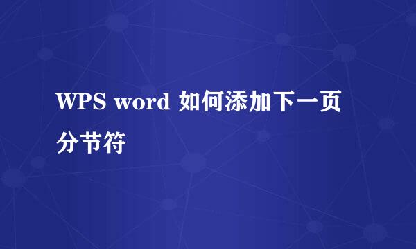 WPS word 如何添加下一页分节符