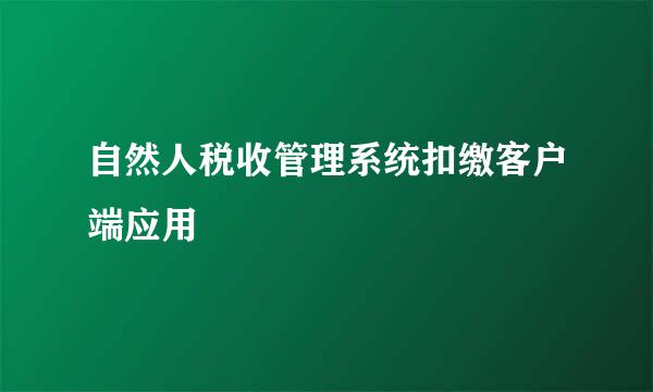 自然人税收管理系统扣缴客户端应用