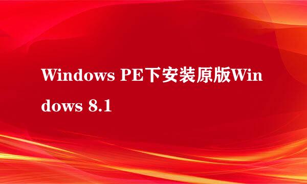 Windows PE下安装原版Windows 8.1