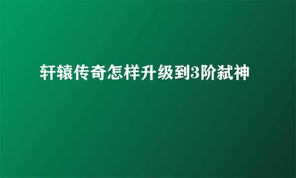 轩辕传奇怎样升级到3阶弑神