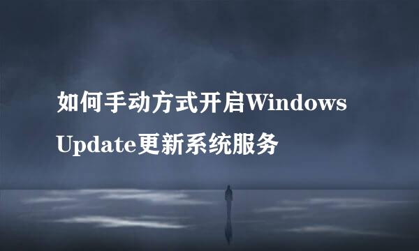 如何手动方式开启Windows Update更新系统服务