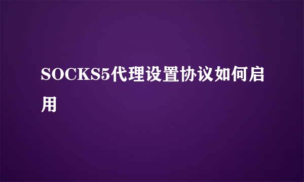 SOCKS5代理设置协议如何启用