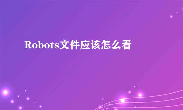 Robots文件应该怎么看